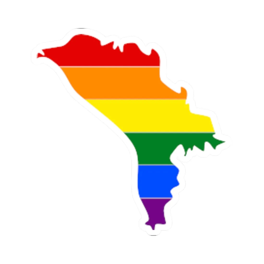 LGBT flag map of Moldova (Moldova) STICKER Vinyl Kiss-Cut Decal 2 Inch White - The Sticker Space