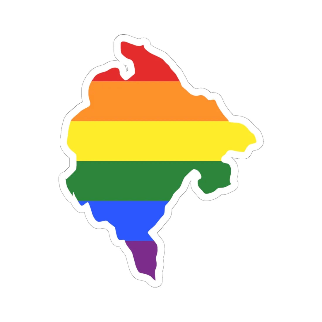 LGBT flag map of Montenegro (Montenegro) STICKER Vinyl Kiss-Cut Decal 6 Inch White - The Sticker Space