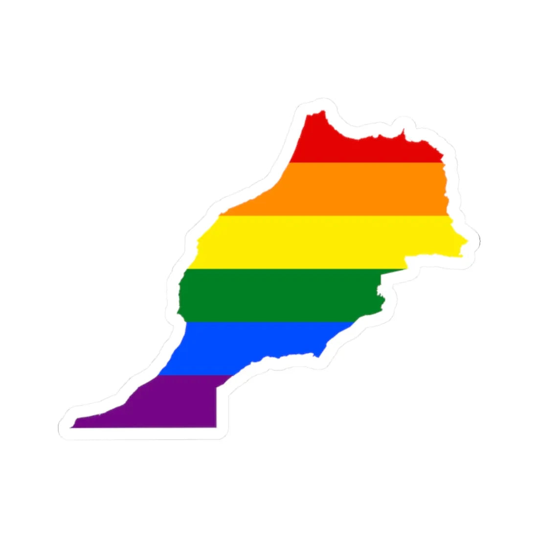LGBT flag map of Morocco (Morocco) STICKER Vinyl Kiss-Cut Decal 2 Inch White - The Sticker Space