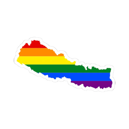 LGBT flag map of Nepal (Nepal) STICKER Vinyl Kiss-Cut Decal 3 Inch White - The Sticker Space