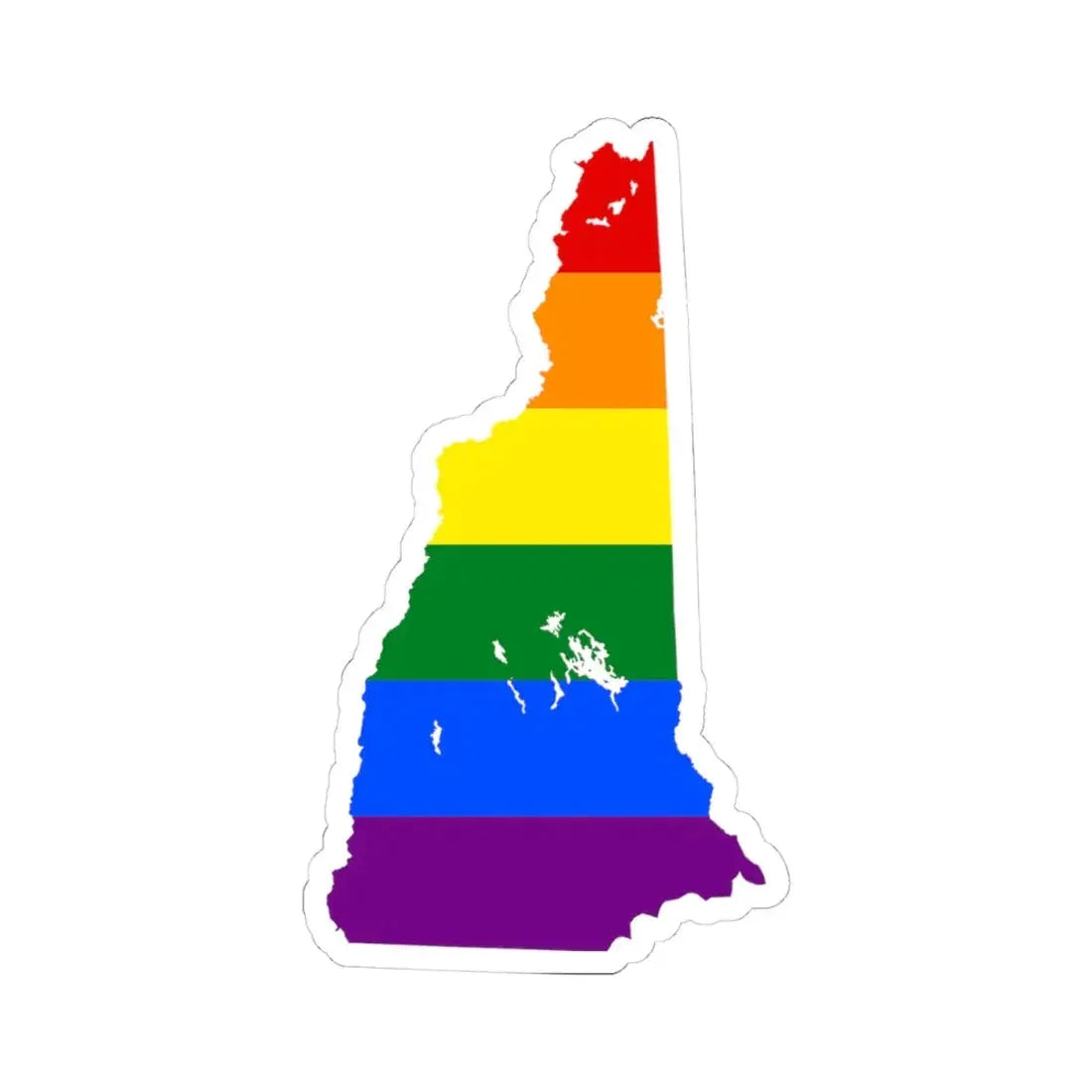 LGBT flag map of New Hampshire (United States) STICKER Vinyl Kiss-Cut Decal 4 Inch White - The Sticker Space