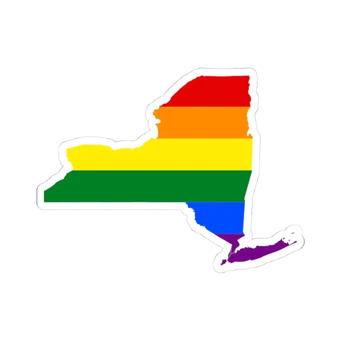 LGBT flag map of New York (United States) STICKER Vinyl Kiss-Cut Decal 4 Inch White - The Sticker Space