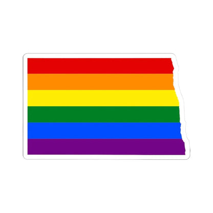 LGBT flag map of North Dakota (United States) STICKER Vinyl Kiss-Cut Decal 3 Inch White - The Sticker Space