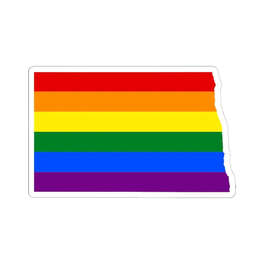 LGBT flag map of North Dakota (United States) STICKER Vinyl Kiss-Cut Decal 6 Inch White - The Sticker Space