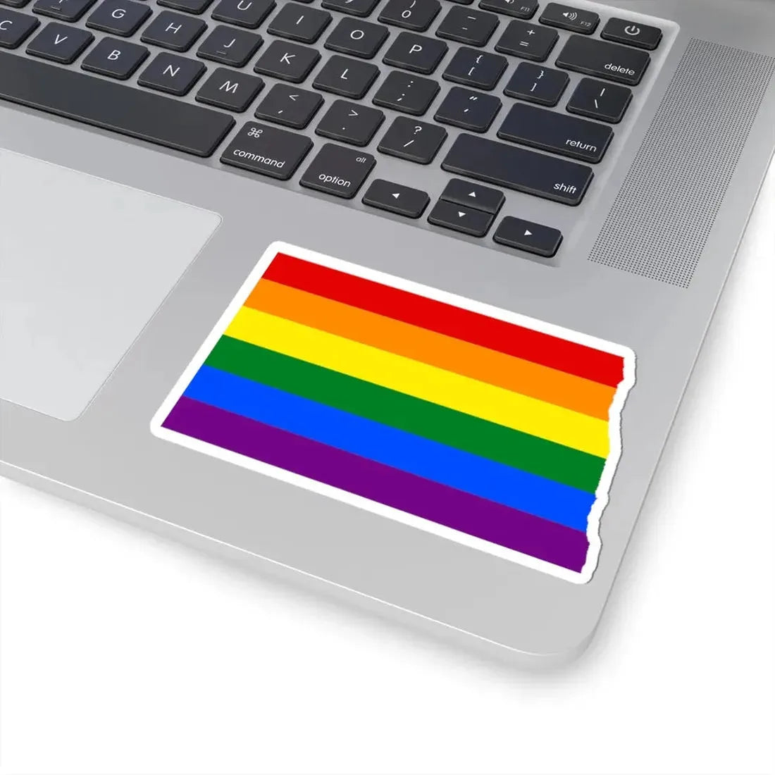 LGBT flag map of North Dakota (United States) STICKER Vinyl Kiss-Cut Decal - The Sticker Space