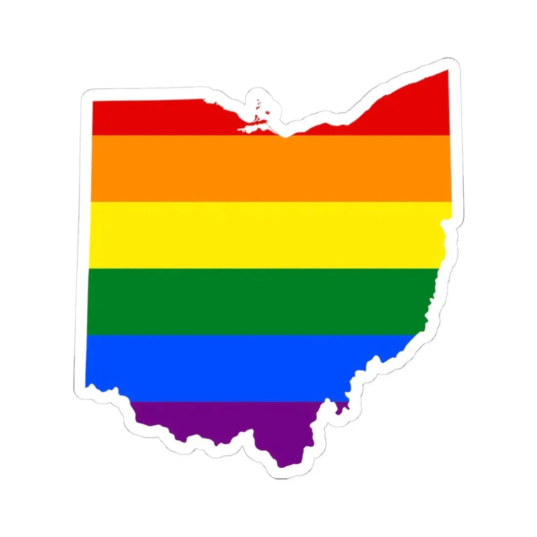 LGBT flag map of Ohio (United States) STICKER Vinyl Kiss-Cut Decal 4 Inch White - The Sticker Space