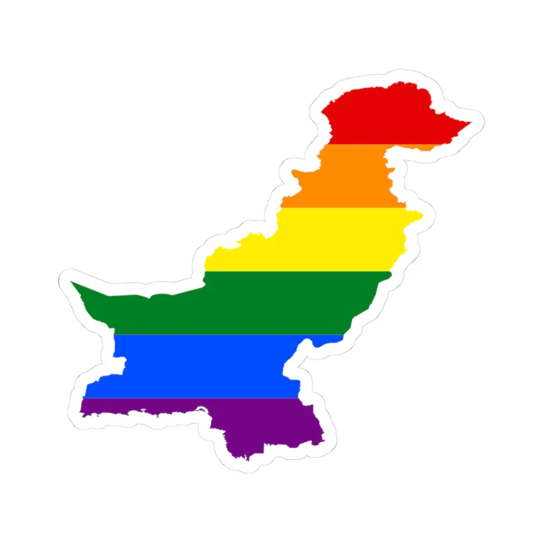 LGBT flag map of Pakistan (Pakistan) STICKER Vinyl Kiss-Cut Decal 3 Inch White - The Sticker Space