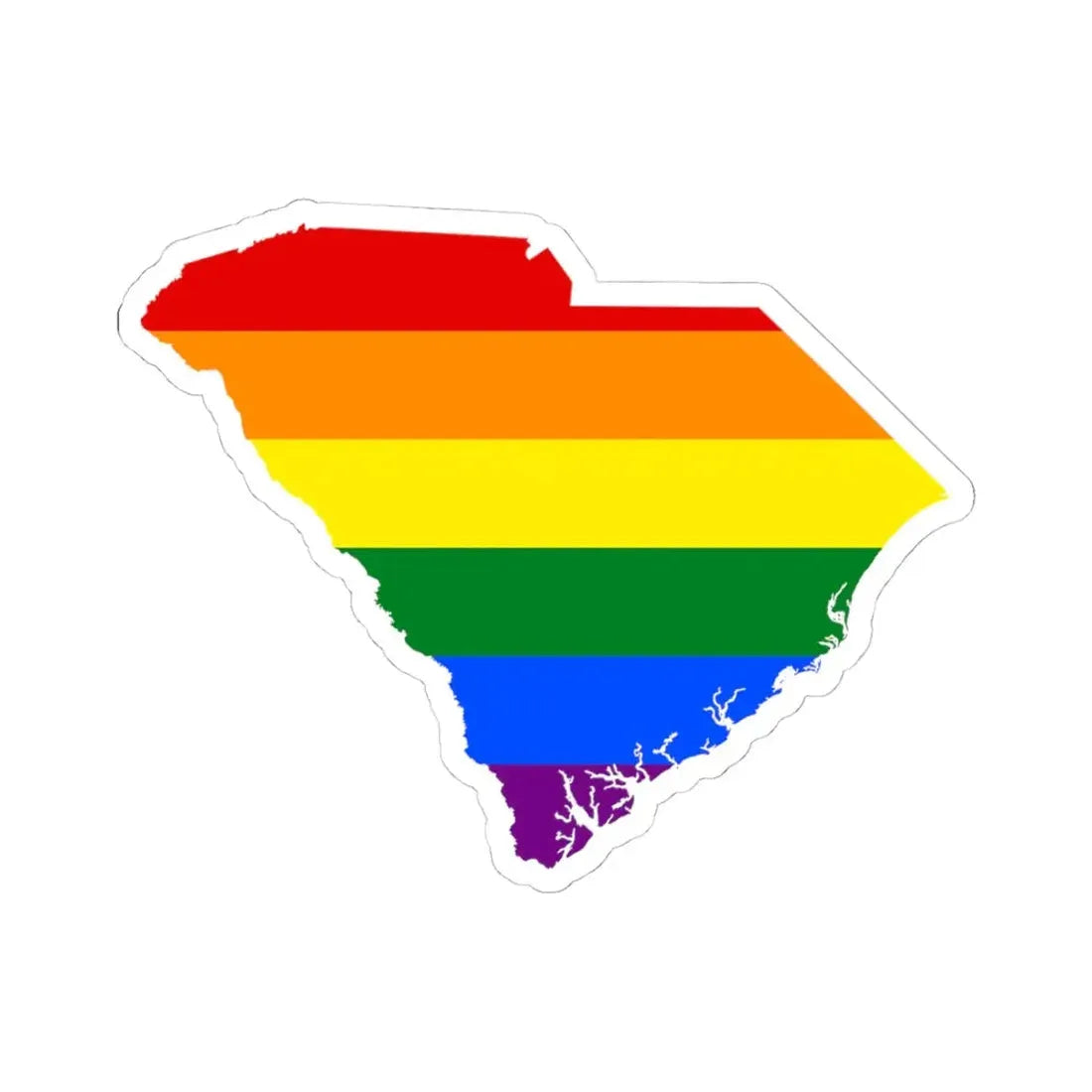 LGBT flag map of South Carolina (United States) STICKER Vinyl Kiss-Cut Decal 4 Inch White - The Sticker Space