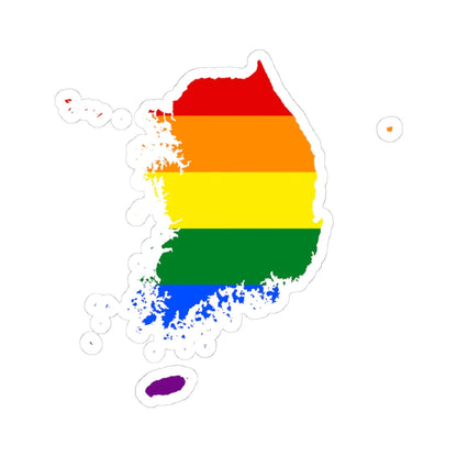 LGBT flag map of South Korea (Korea) STICKER Vinyl Kiss-Cut Decal 4 Inch White - The Sticker Space