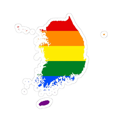 LGBT flag map of South Korea (Korea) STICKER Vinyl Kiss-Cut Decal 6 Inch White - The Sticker Space