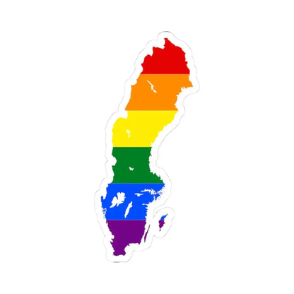 LGBT flag map of Sweden (Sweden) STICKER Vinyl Kiss-Cut Decal 3 Inch White - The Sticker Space
