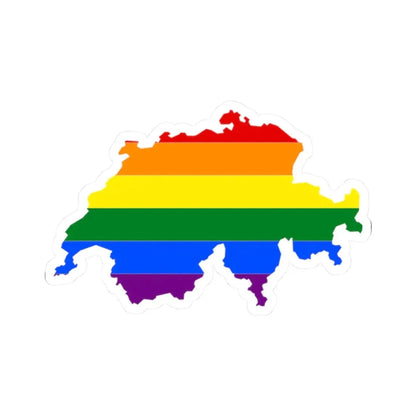 LGBT flag map of Switzerland (Switzerland) STICKER Vinyl Kiss-Cut Decal 2 Inch White - The Sticker Space