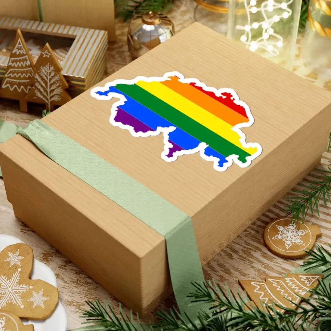 LGBT flag map of Switzerland (Switzerland) STICKER Vinyl Kiss-Cut Decal - The Sticker Space