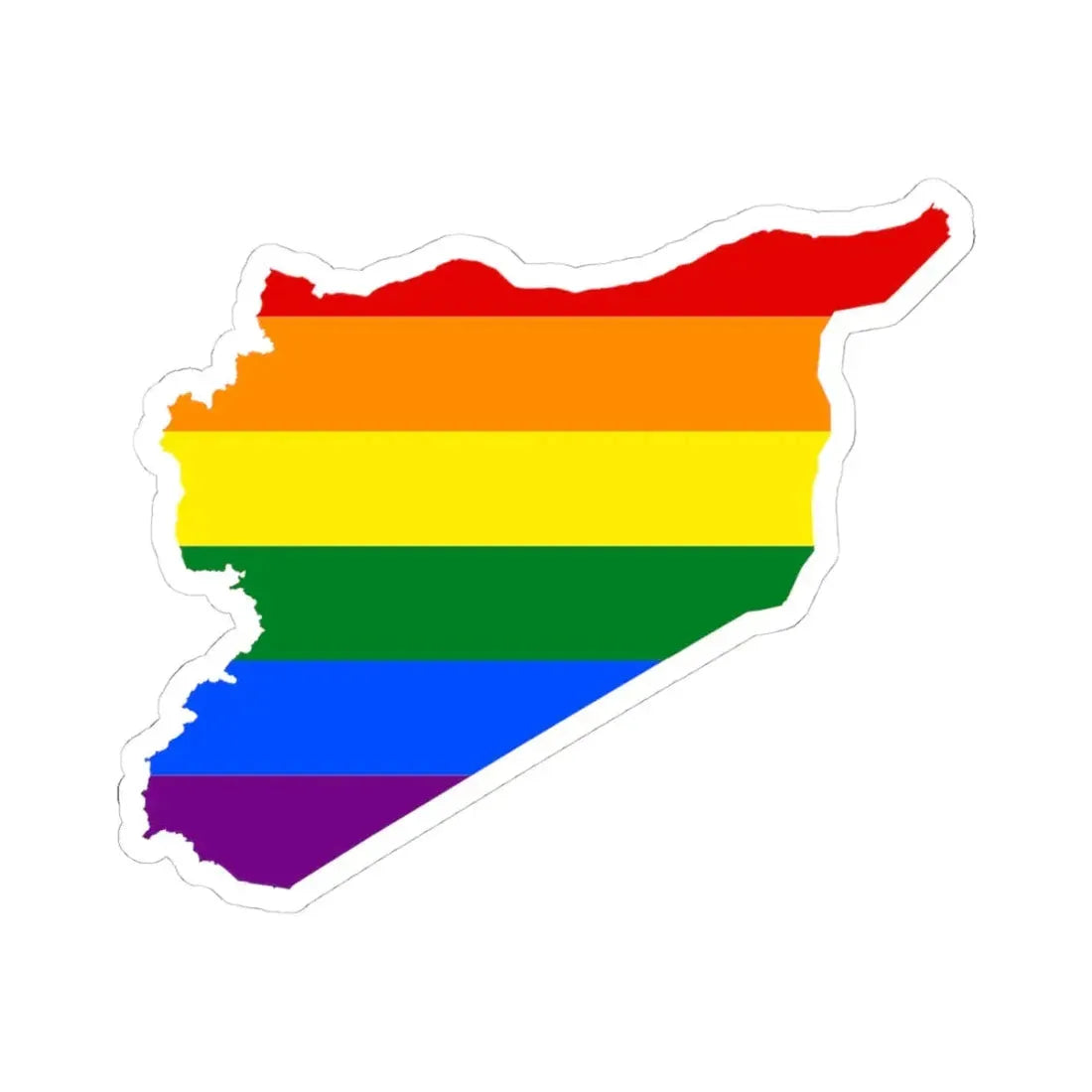LGBT flag map of Syria (Syria) STICKER Vinyl Kiss-Cut Decal 4 Inch White - The Sticker Space