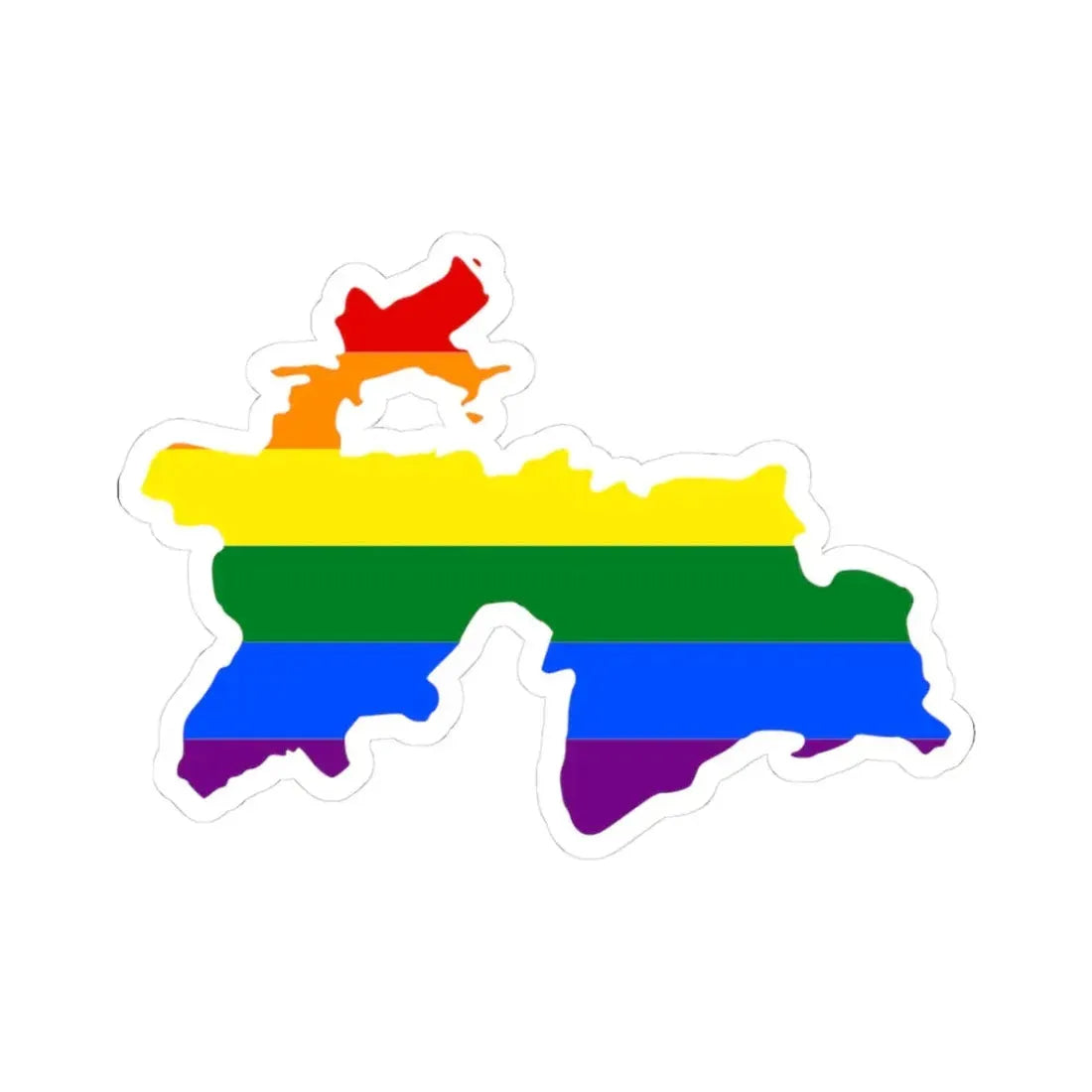 LGBT flag map of Tajikistan (Tajikistan) STICKER Vinyl Kiss-Cut Decal 3 Inch White - The Sticker Space