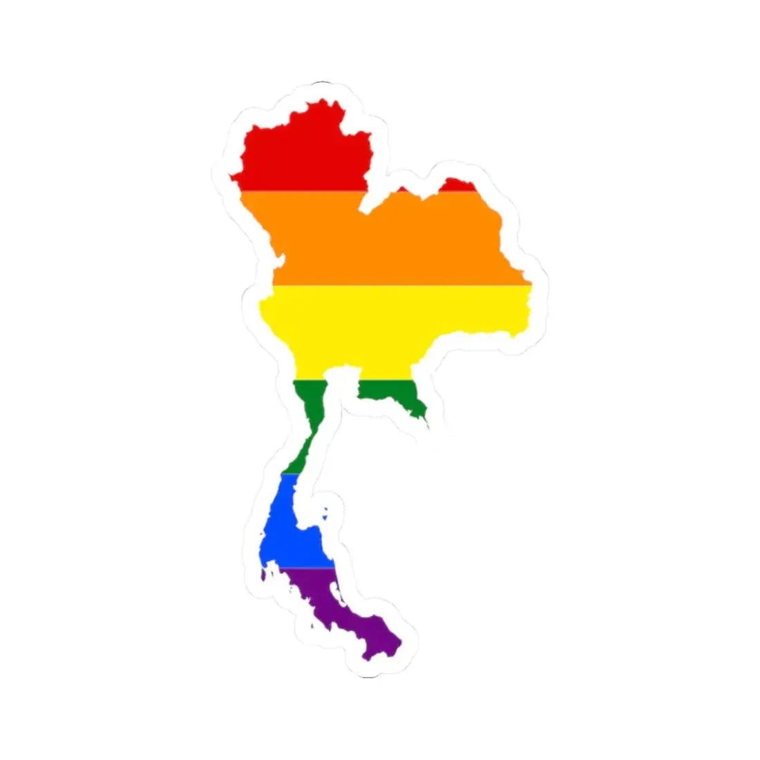 LGBT flag map of Thailand (Thailand) STICKER Vinyl Kiss-Cut Decal 2 Inch White - The Sticker Space