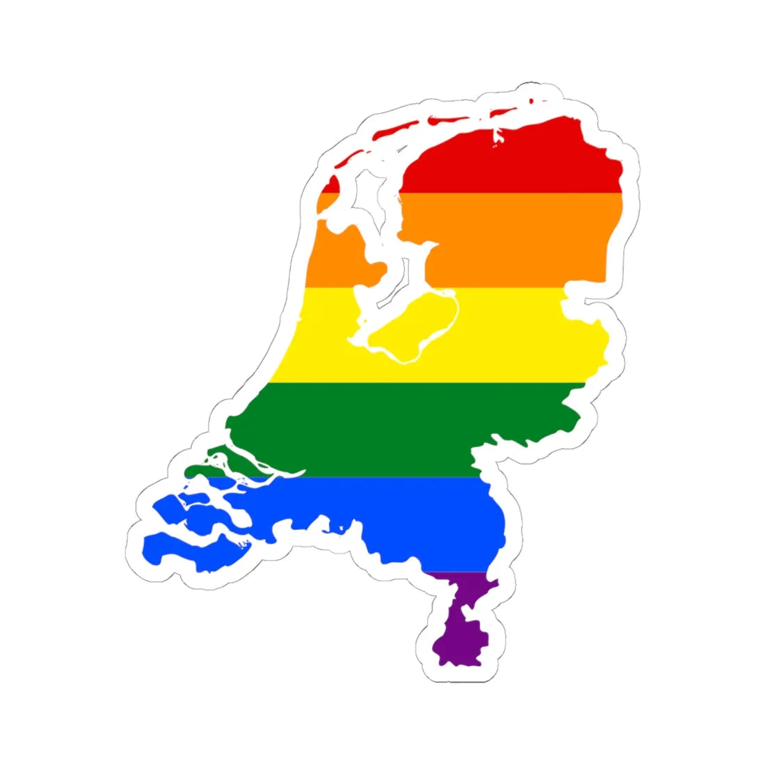 LGBT flag map of the Netherlands (Netherlands) STICKER Vinyl Kiss-Cut Decal 6 Inch White - The Sticker Space