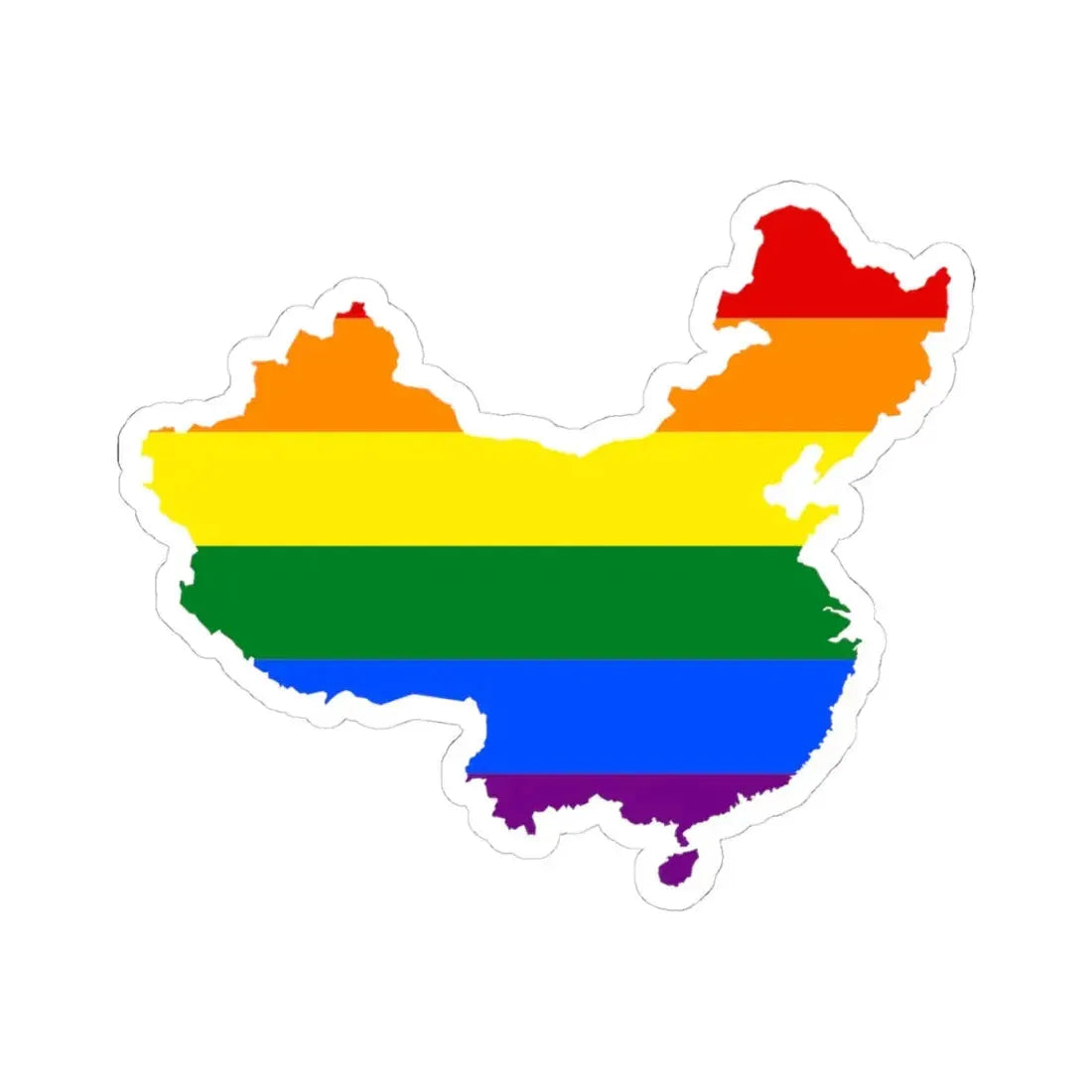 LGBT flag map of the Peoples Republic of China (China) STICKER Vinyl Kiss-Cut Decal 4 Inch White - The Sticker Space
