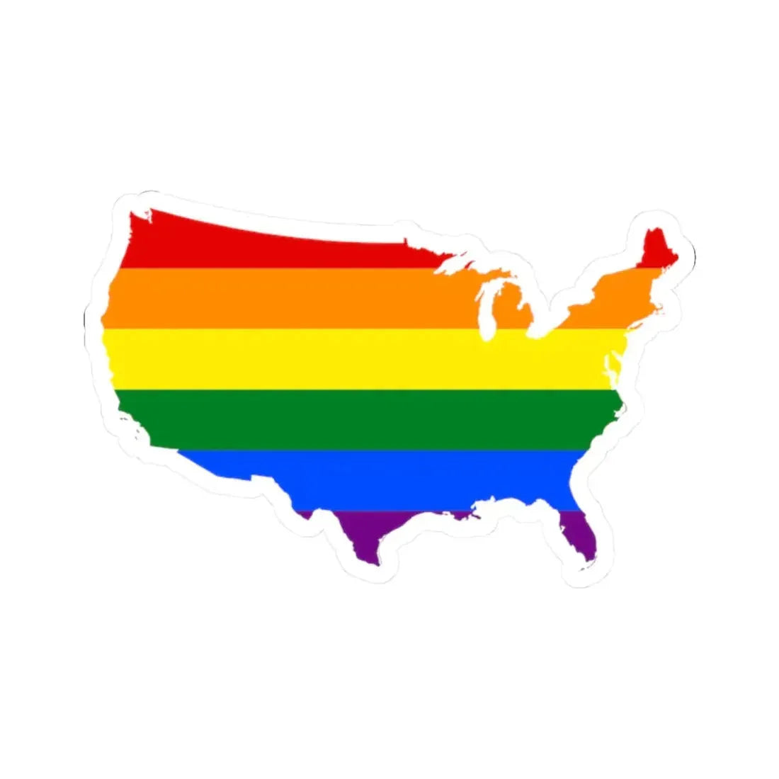 LGBT flag map of the United States of America (United States) STICKER Vinyl Kiss-Cut Decal 2 Inch White - The Sticker Space