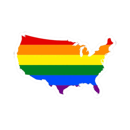 LGBT flag map of the United States of America (United States) STICKER Vinyl Kiss-Cut Decal 2 Inch White - The Sticker Space