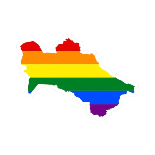 LGBT flag map of Turkmenistan (Turkmenistan) STICKER Vinyl Kiss-Cut Decal 2 Inch White - The Sticker Space