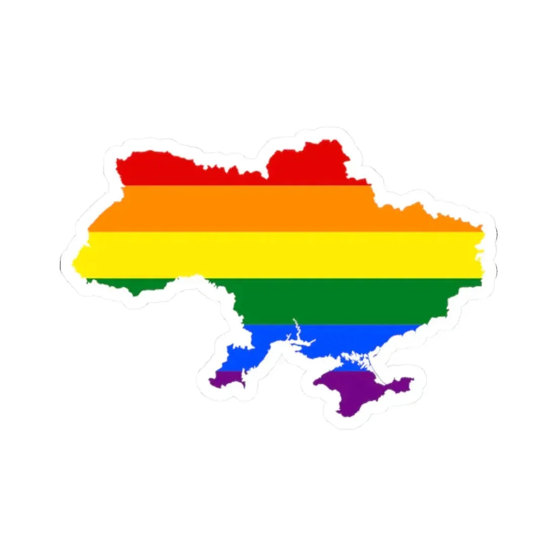 LGBT flag map of Ukraine (Ukraine) STICKER Vinyl Kiss-Cut Decal 2 Inch White - The Sticker Space