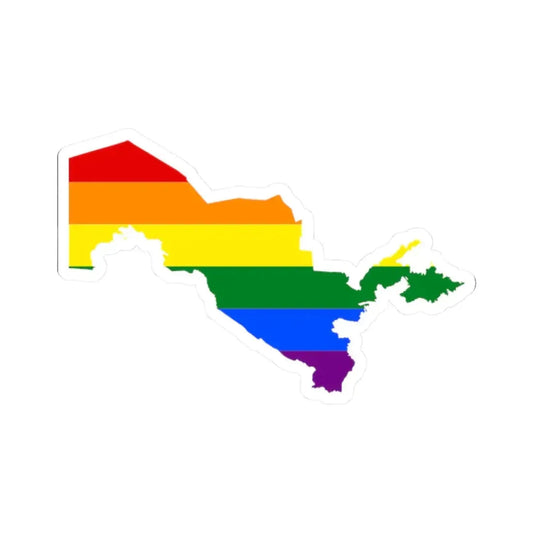 LGBT flag map of Uzbekistan (Uzbekistan) STICKER Vinyl Kiss-Cut Decal 2 Inch White - The Sticker Space