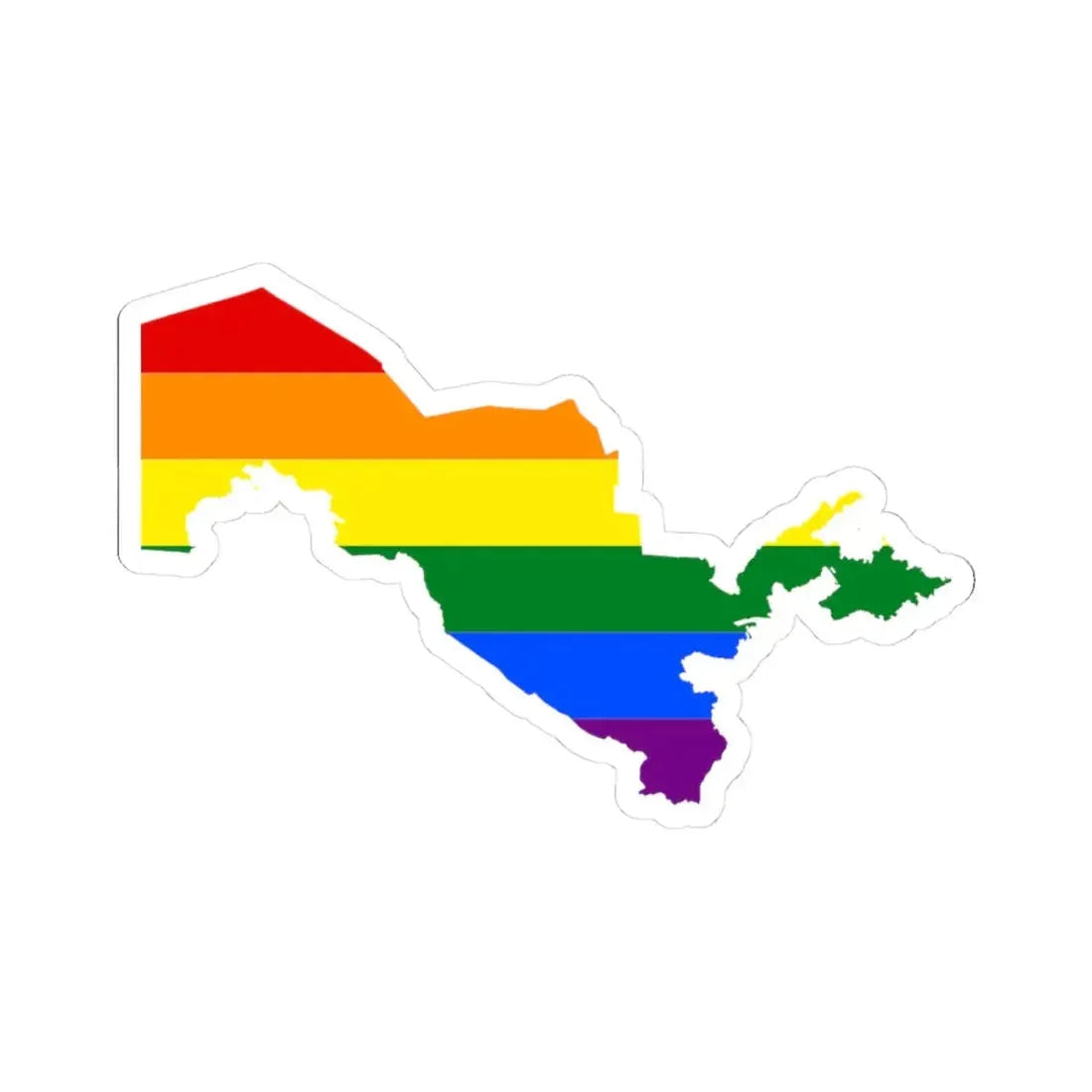 LGBT flag map of Uzbekistan (Uzbekistan) STICKER Vinyl Kiss-Cut Decal 3 Inch White - The Sticker Space