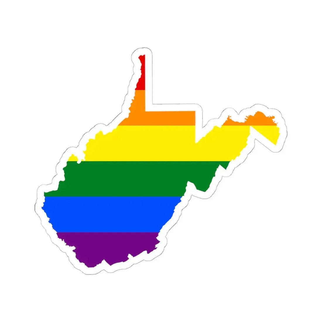 LGBT flag map of West Virginia (United States) STICKER Vinyl Kiss-Cut Decal 6 Inch White - The Sticker Space