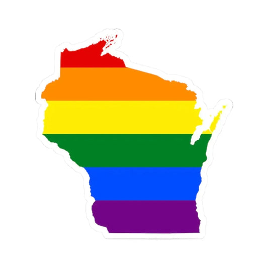 LGBT flag map of Wisconsin (United States) STICKER Vinyl Kiss-Cut Decal 2 Inch White - The Sticker Space