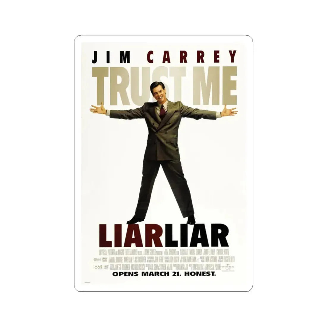 Liar Liar 1997 Movie Poster - STICKER Vinyl Kiss-Cut Decal 3 Inch White - The Sticker Space