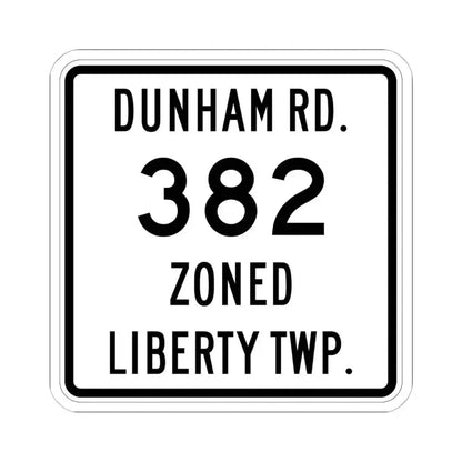 Liberty Township Route 382 Knox County Ohio (Ohio) (Road Sign) STICKER Vinyl Kiss-Cut Decal 6 Inch White - The Sticker Space