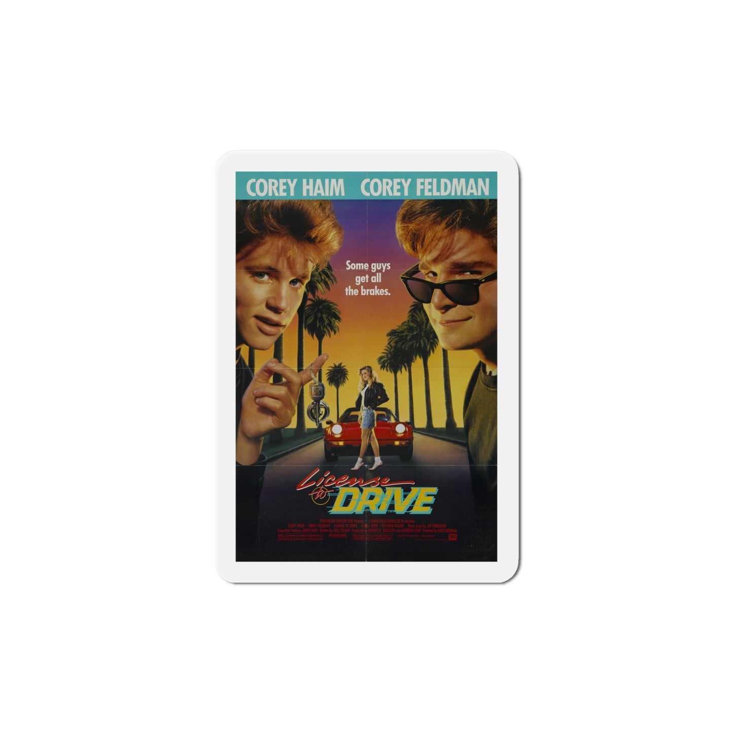 License to Drive 1988 Movie Poster Die-Cut Magnet-6 × 6"-The Sticker Space