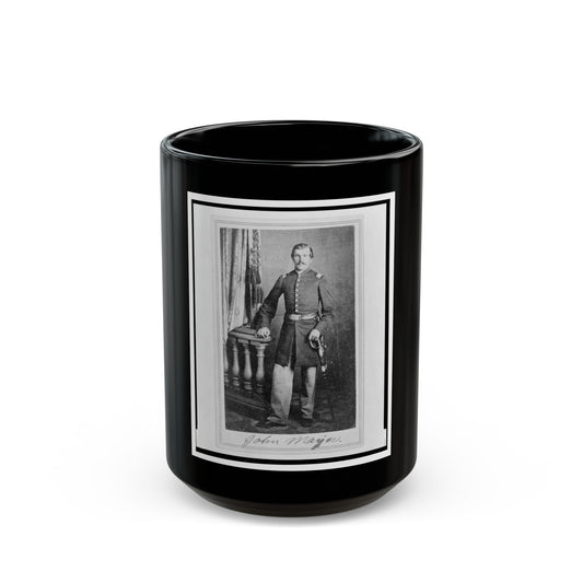 Lieutenant John Mayer (Meyer), Union Officer In The 32nd Indiana Regiment, Full-Length Portrait, Standing, Facing Front (U.S. Civil War) Black Coffee Mug-15oz-The Sticker Space