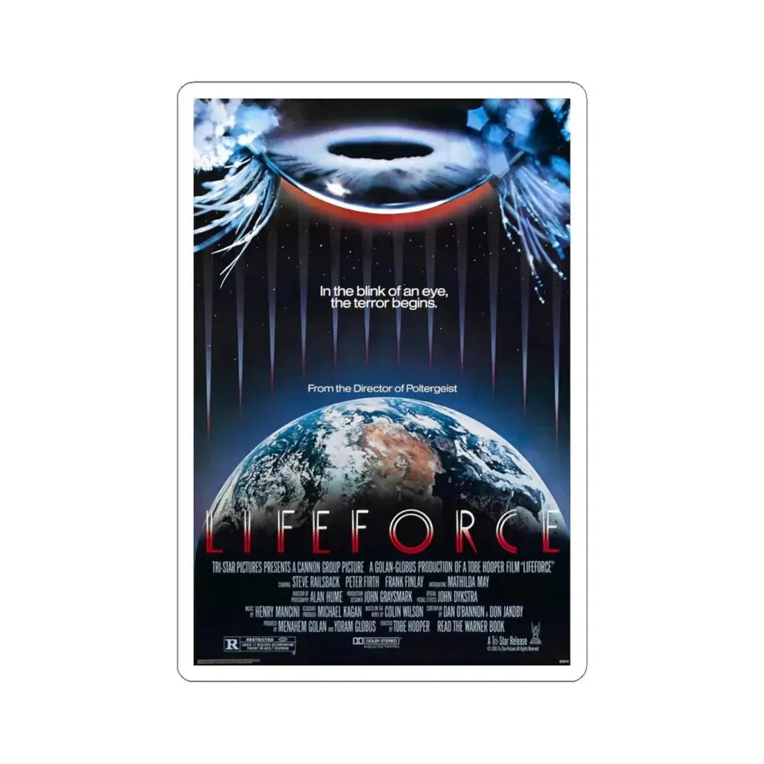 LIFEFORCE (2) 1985 Movie Poster - STICKER Vinyl Kiss-Cut Decal 4 Inch White - The Sticker Space