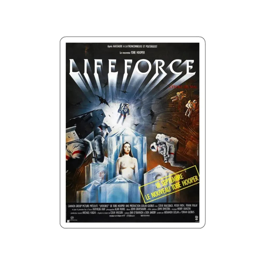 LIFEFORCE (FRENCH) 1985 Movie Poster STICKER Vinyl Die-Cut Decal 5 Inch - The Sticker Space