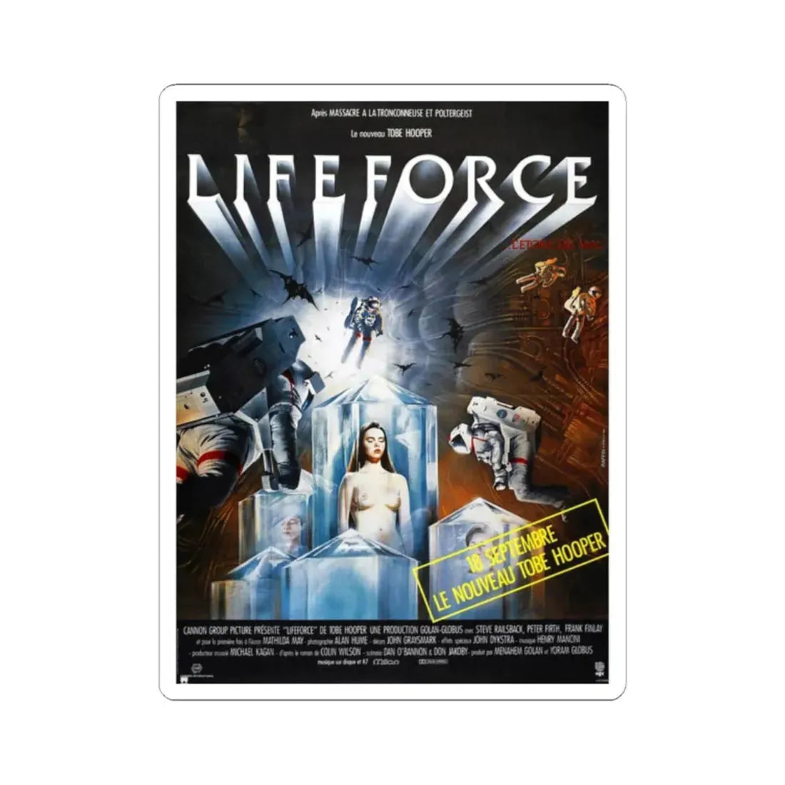 LIFEFORCE (FRENCH) 1985 Movie Poster - STICKER Vinyl Kiss-Cut Decal 2 Inch White - The Sticker Space