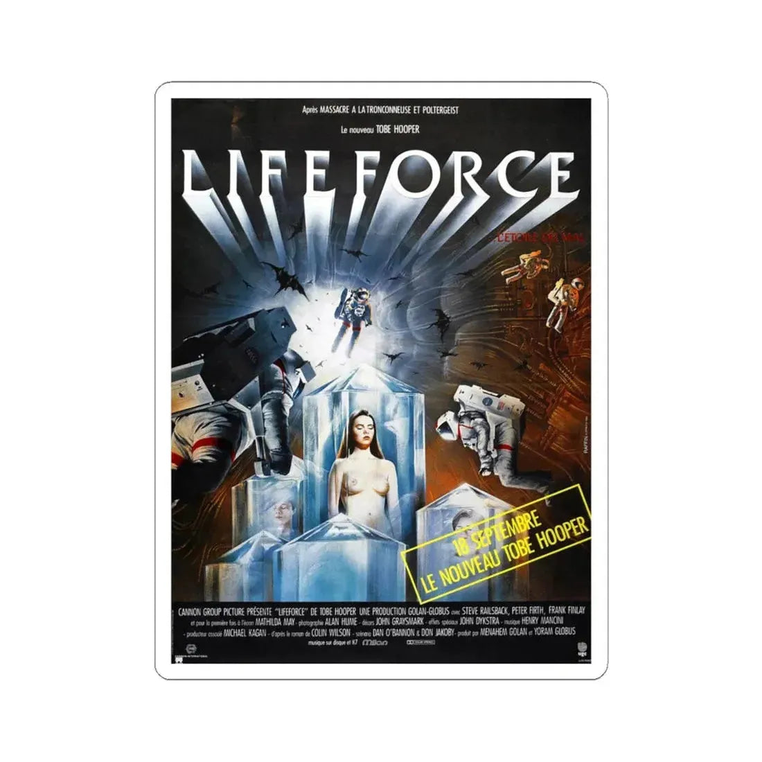 LIFEFORCE (FRENCH) 1985 Movie Poster - STICKER Vinyl Kiss-Cut Decal 6 Inch White - The Sticker Space