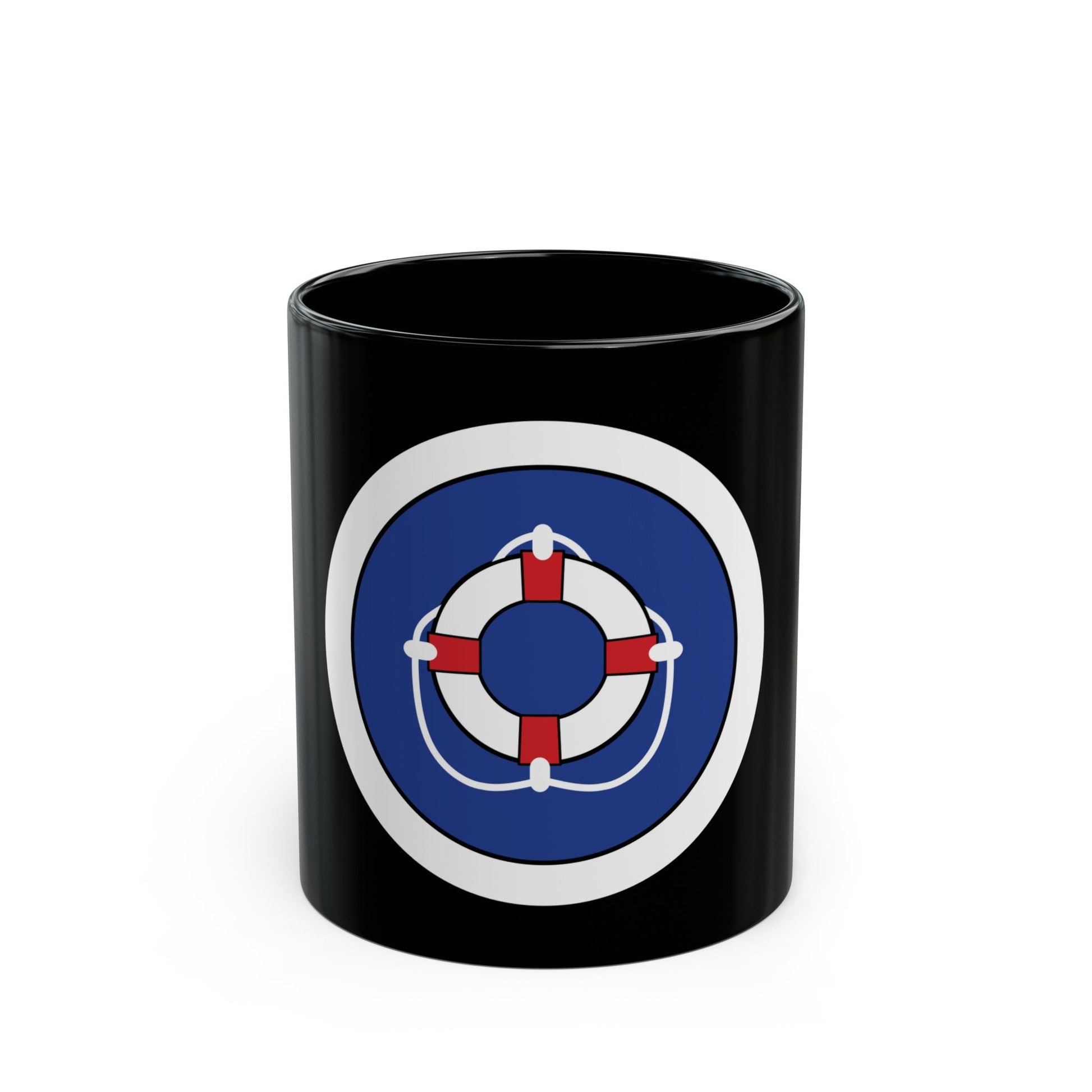 Lifesaving (Boy Scout Merit Badge) Black Coffee Mug-11oz-The Sticker Space