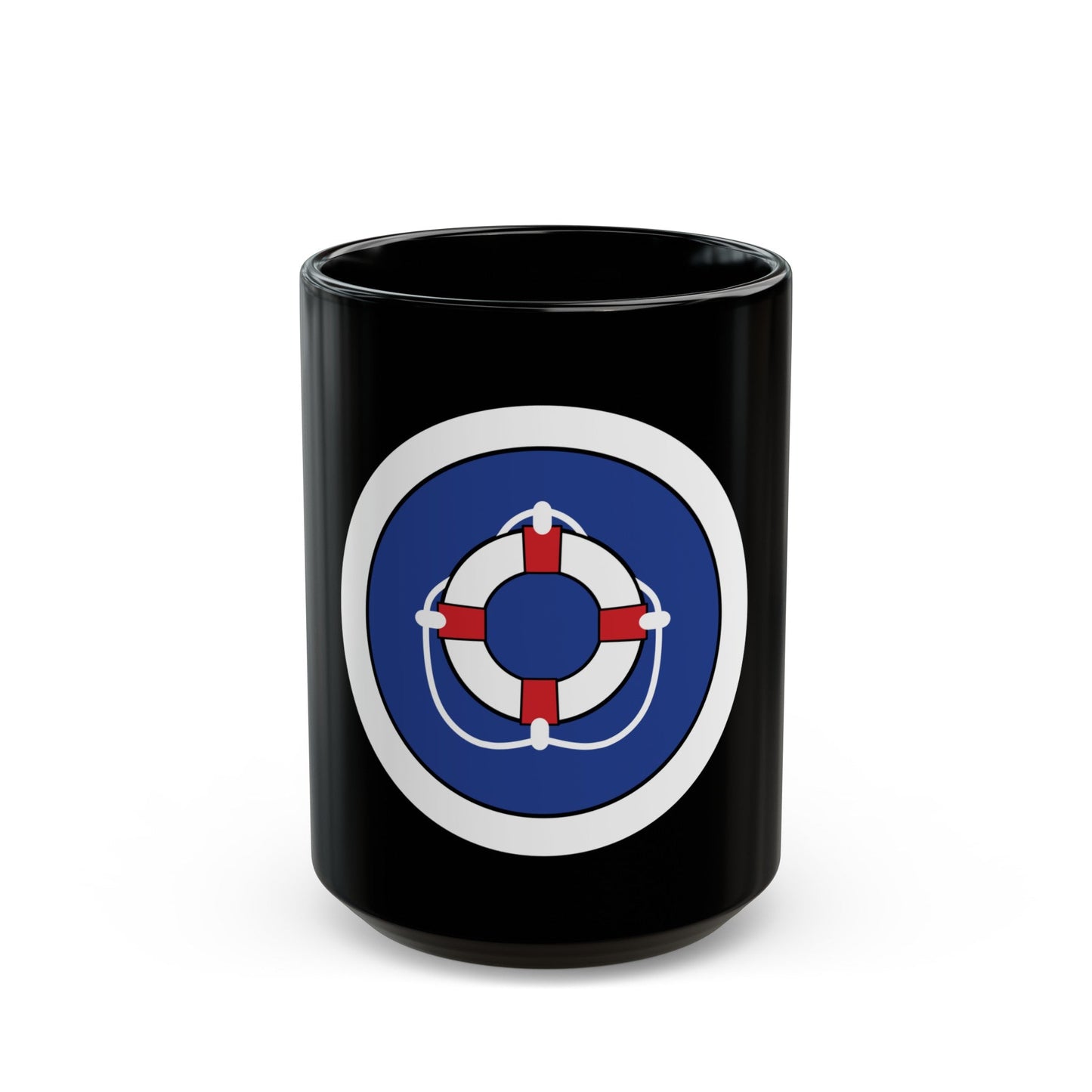 Lifesaving (Boy Scout Merit Badge) Black Coffee Mug-15oz-The Sticker Space