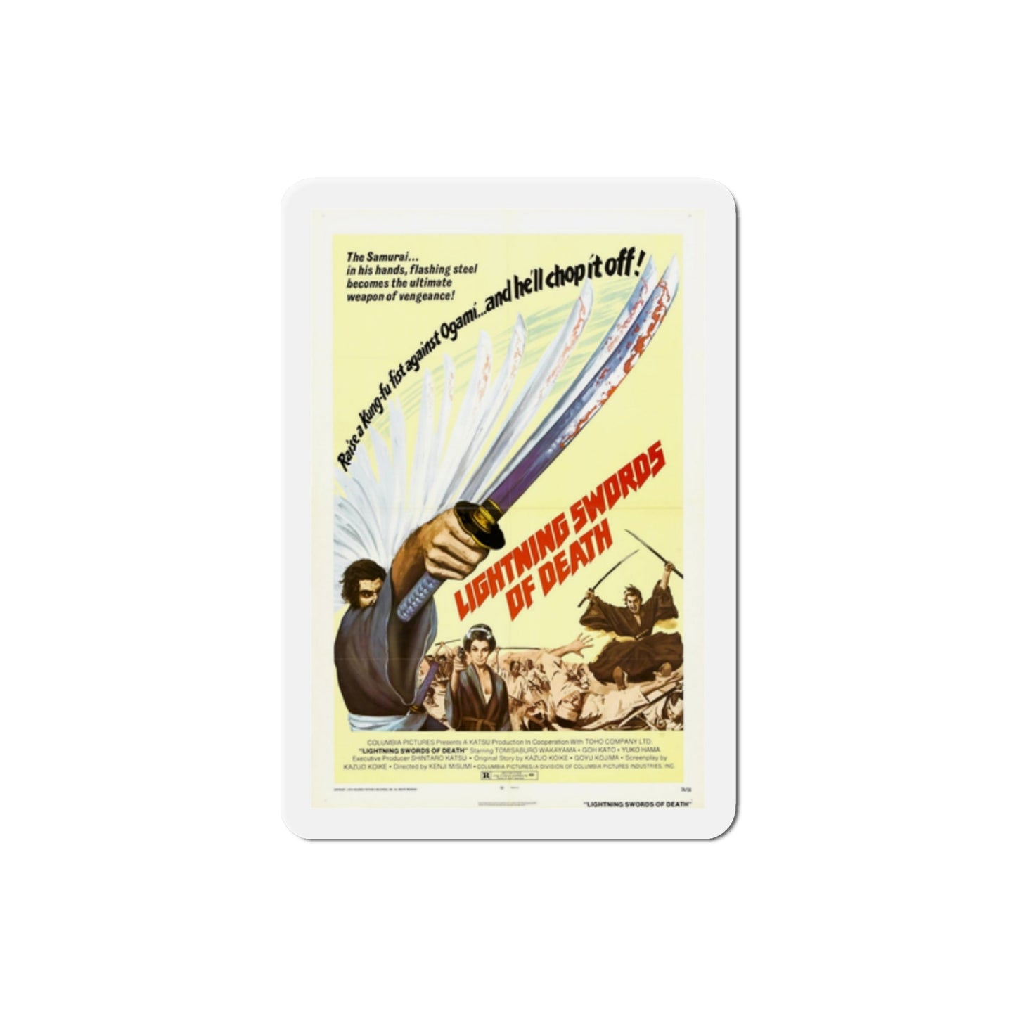 Lightning Swords of Death 1973 Movie Poster Die-Cut Magnet-2 Inch-The Sticker Space