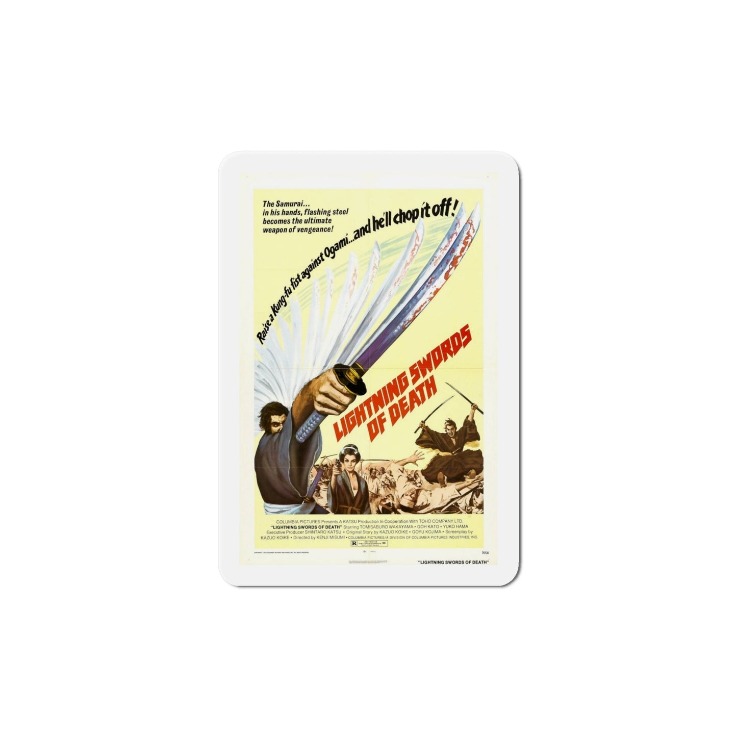 Lightning Swords of Death 1973 Movie Poster Die-Cut Magnet-6 Inch-The Sticker Space