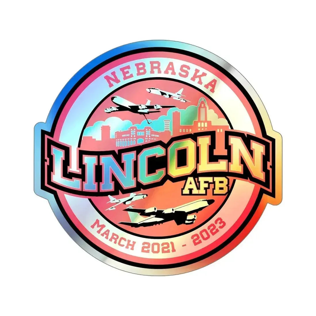 Lincoln Air Force Base (U.S. Air Force) Holographic STICKER Die-Cut Vinyl Decal 6 Inch Holographic - The Sticker Space