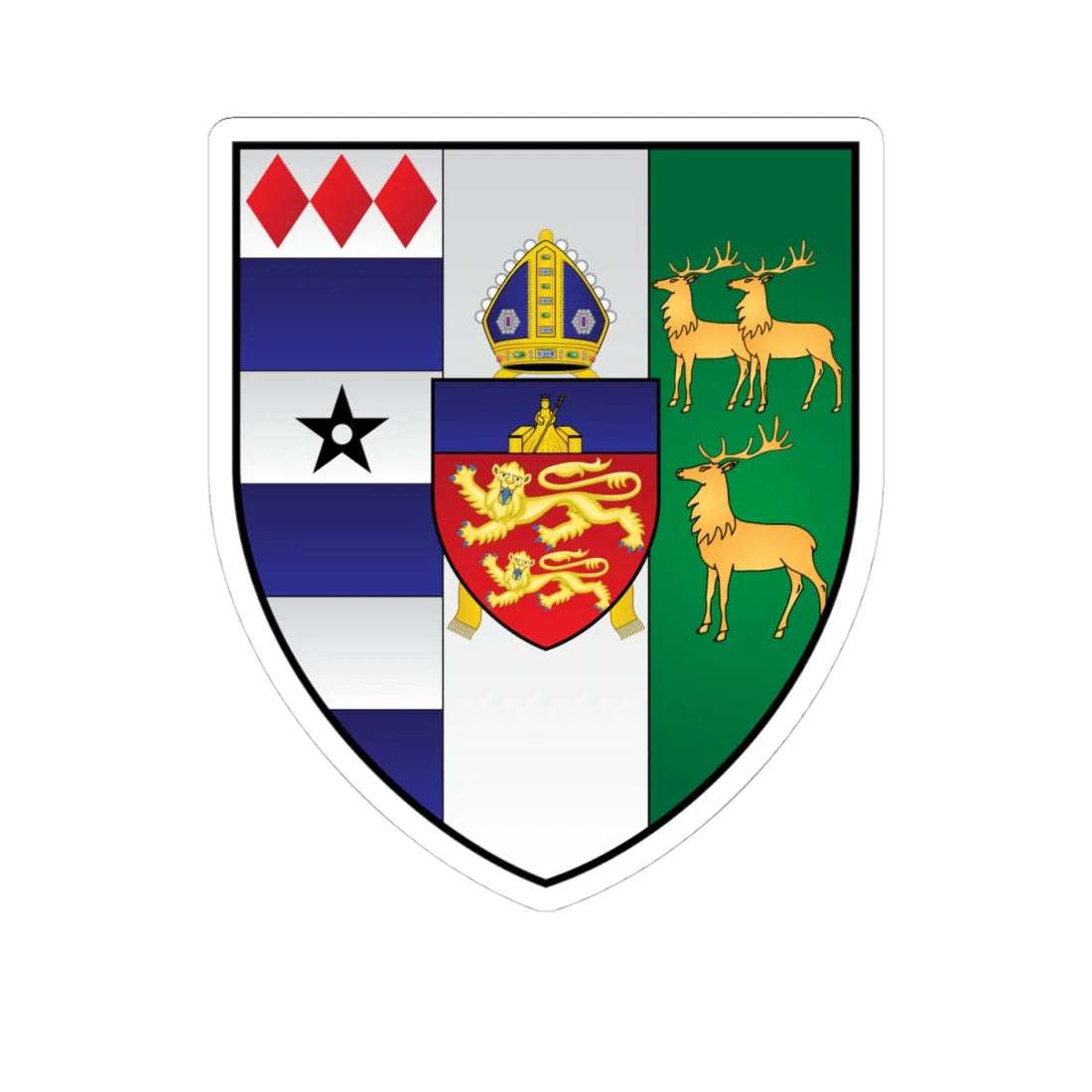 Lincoln College Oxford Coat Of Arms (England) (Coat of Arms) STICKER Vinyl Kiss-Cut Decal 4 Inch White - The Sticker Space
