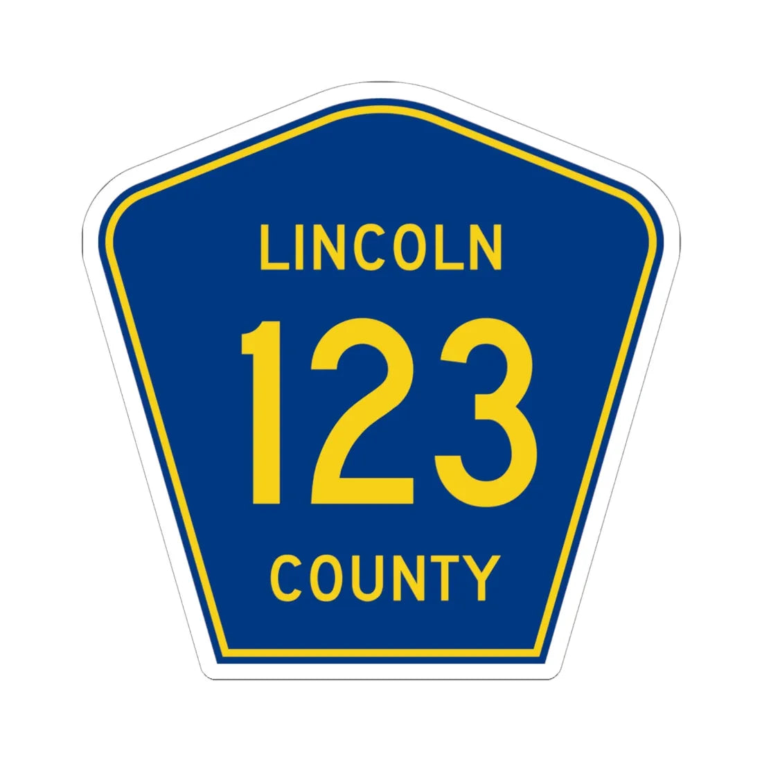 Lincoln County 123 (South Dakota) (Road Sign) STICKER Vinyl Kiss-Cut Decal 6 Inch White - The Sticker Space