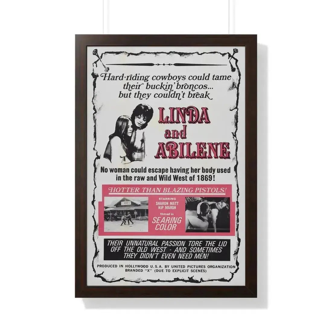 LINDA AND ABILENE 1969 - Framed Movie Poster 20" x 30" Walnut - The Sticker Space