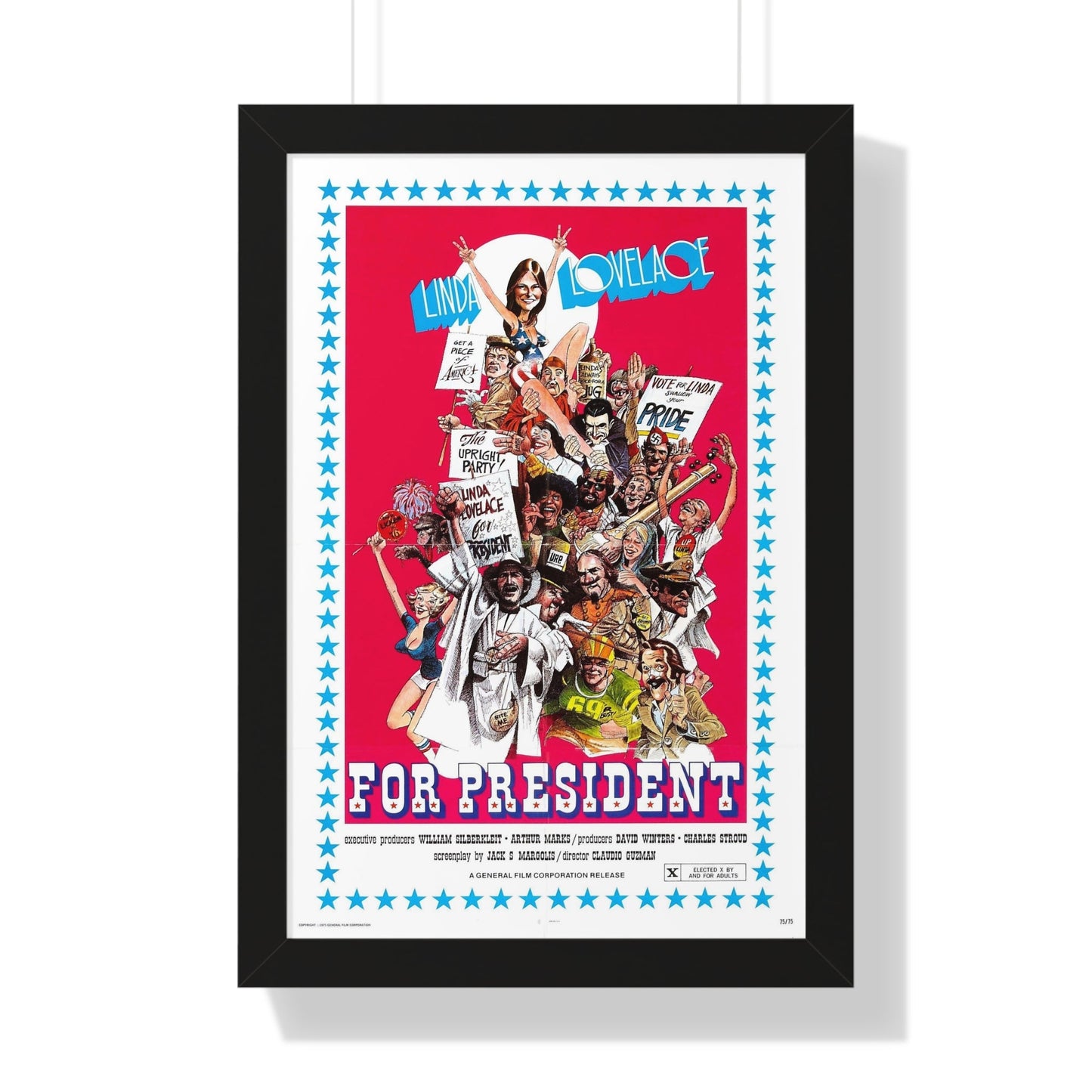 LINDA LOVELACE FOR PRESIDENT 1975 - Framed Movie Poster-16″ x 24″-The Sticker Space