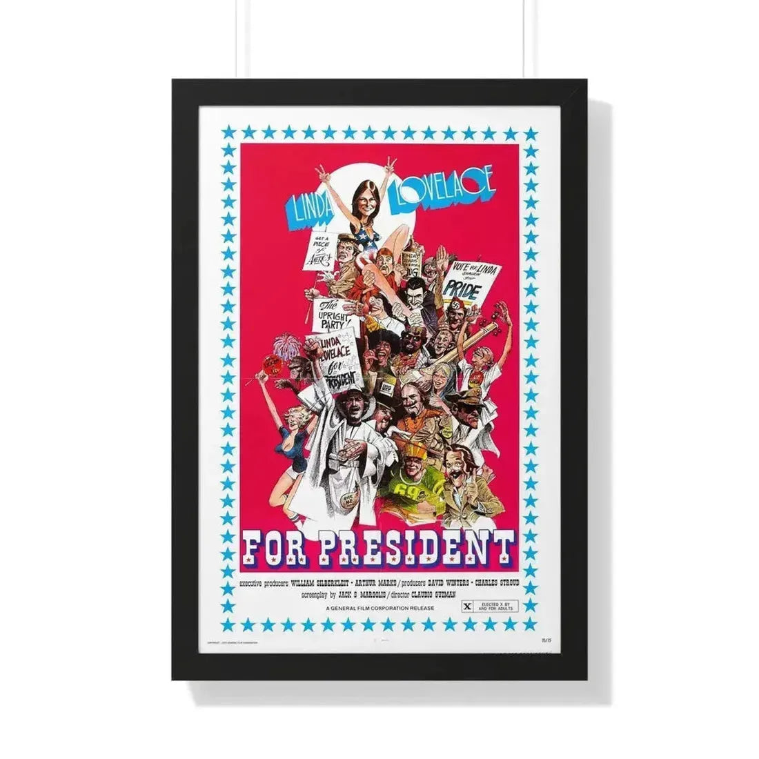 LINDA LOVELACE FOR PRESIDENT 1975 - Framed Movie Poster 20" x 30" Black - The Sticker Space