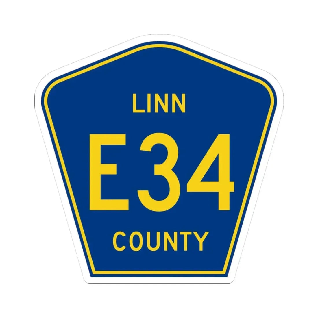 Linn County Route E34 IA (Iowa) (Road Sign) STICKER Vinyl Kiss-Cut Decal 3 Inch White - The Sticker Space