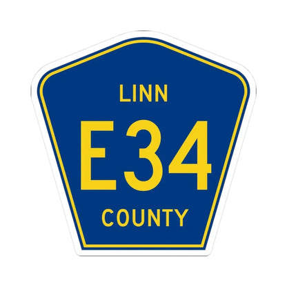 Linn County Route E34 IA (Iowa) (Road Sign) STICKER Vinyl Kiss-Cut Decal 3 Inch White - The Sticker Space